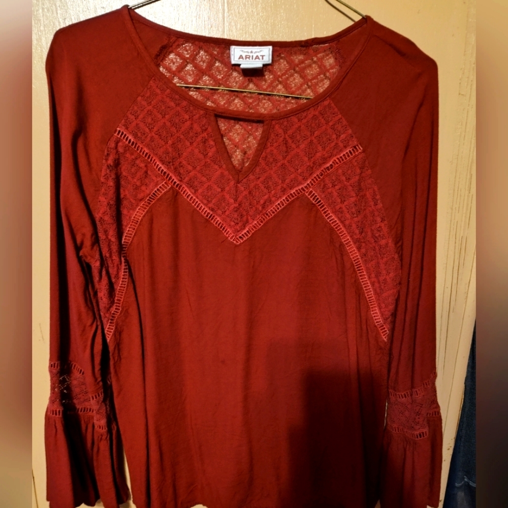 Ariat Women's Red Lace Detail Top